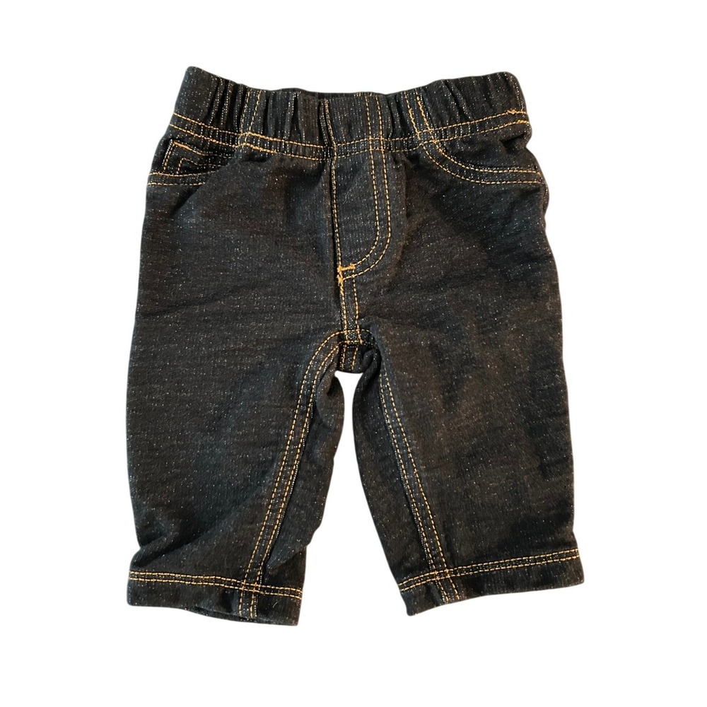 Carters Baby Boys 3M Indigo Knit Denim Look Pull On Pants Dark Blue (1295)